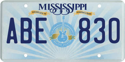 MS license plate ABE830