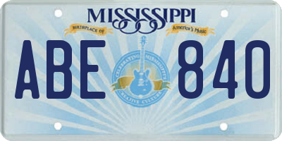 MS license plate ABE840