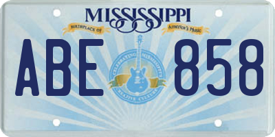 MS license plate ABE858