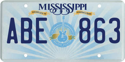 MS license plate ABE863