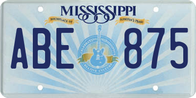 MS license plate ABE875
