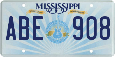 MS license plate ABE908
