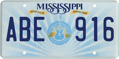 MS license plate ABE916