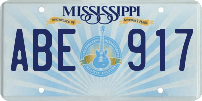MS license plate ABE917