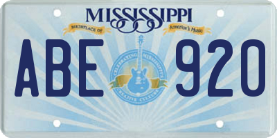 MS license plate ABE920
