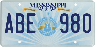 MS license plate ABE980