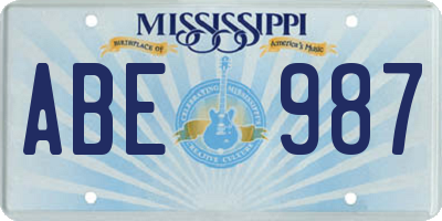 MS license plate ABE987