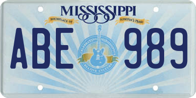 MS license plate ABE989
