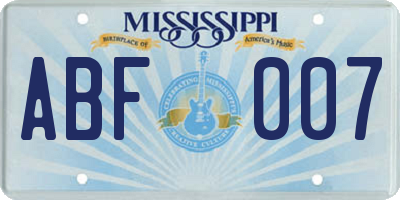 MS license plate ABF007