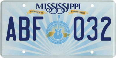 MS license plate ABF032