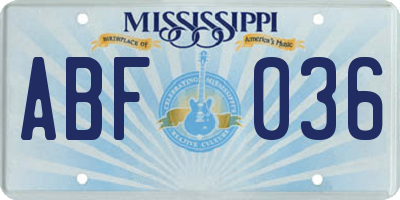 MS license plate ABF036