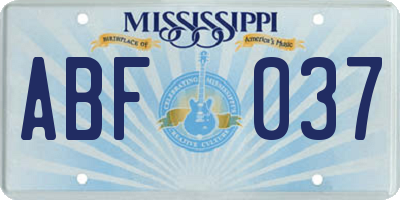 MS license plate ABF037