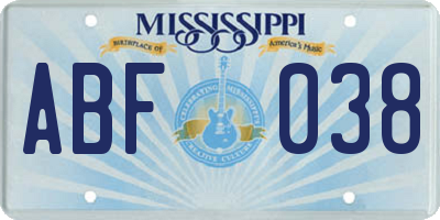 MS license plate ABF038