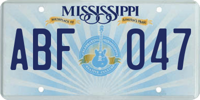 MS license plate ABF047