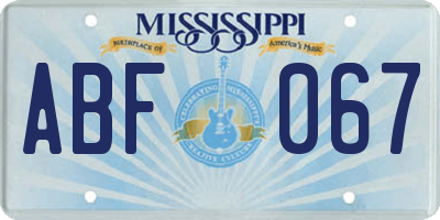 MS license plate ABF067