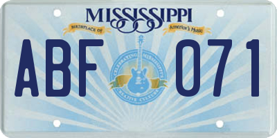MS license plate ABF071