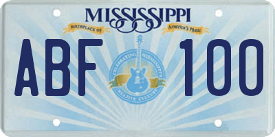 MS license plate ABF100