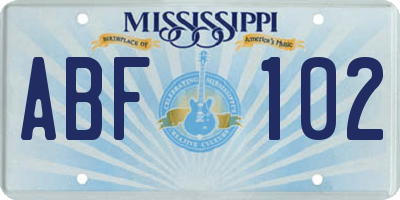 MS license plate ABF102