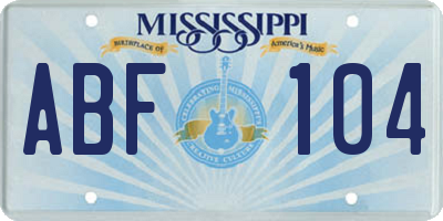 MS license plate ABF104