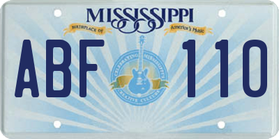 MS license plate ABF110