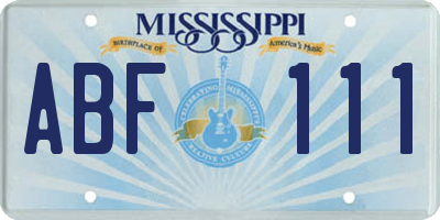 MS license plate ABF111