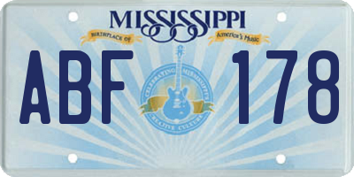 MS license plate ABF178