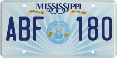 MS license plate ABF180