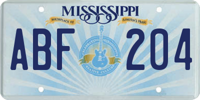 MS license plate ABF204