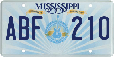 MS license plate ABF210