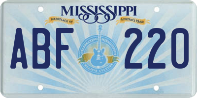 MS license plate ABF220