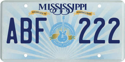 MS license plate ABF222