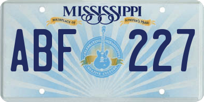 MS license plate ABF227
