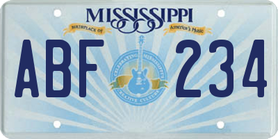 MS license plate ABF234