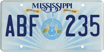 MS license plate ABF235