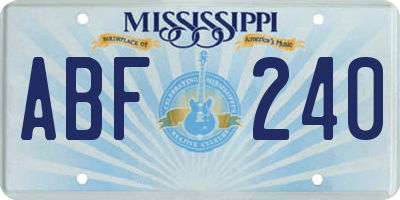 MS license plate ABF240