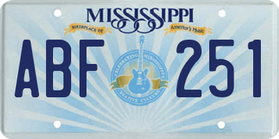 MS license plate ABF251