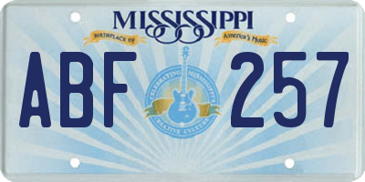 MS license plate ABF257