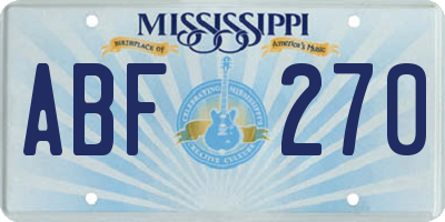 MS license plate ABF270