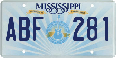 MS license plate ABF281