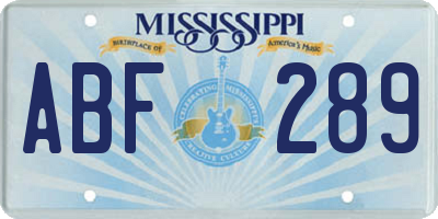 MS license plate ABF289