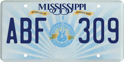 MS license plate ABF309