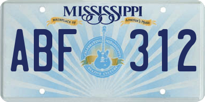 MS license plate ABF312