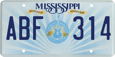 MS license plate ABF314