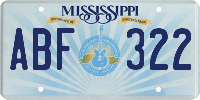 MS license plate ABF322