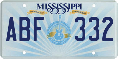 MS license plate ABF332