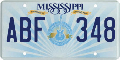 MS license plate ABF348