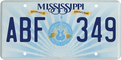 MS license plate ABF349