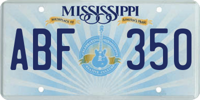 MS license plate ABF350