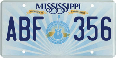MS license plate ABF356