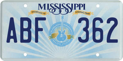 MS license plate ABF362